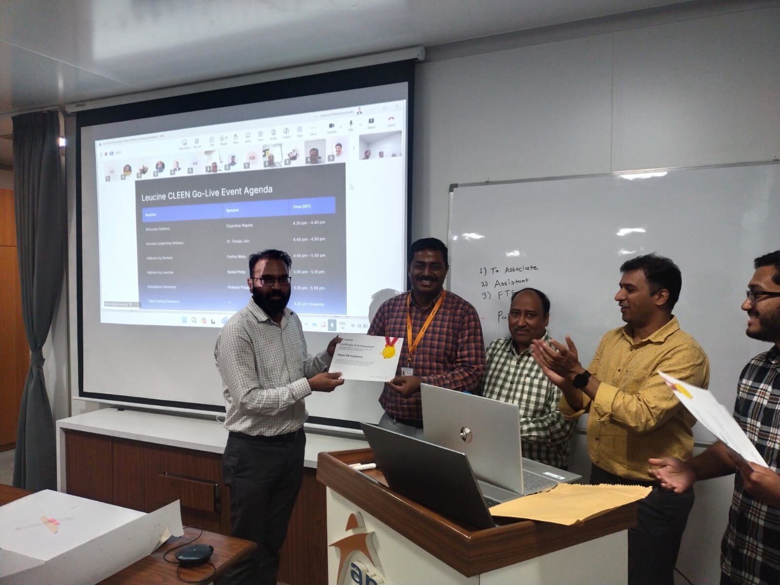 Certificate presentation at CLEEN Go-Live event